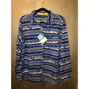 Columbia PFG Harborside Linen Blue White Long Sleevess XS NWT